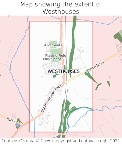 Map showing extent of Westhouses as bounding box
