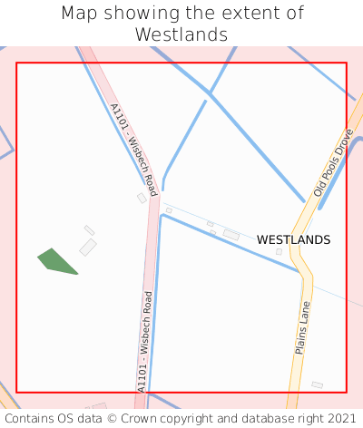 Map showing extent of Westlands as bounding box