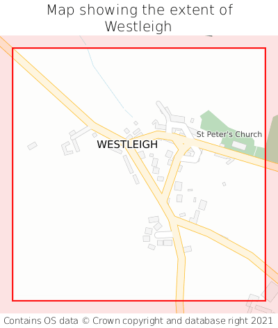 Map showing extent of Westleigh as bounding box