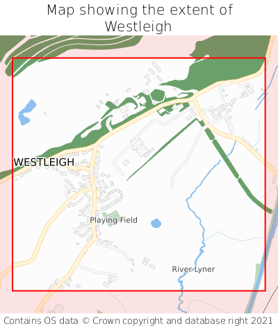 Map showing extent of Westleigh as bounding box