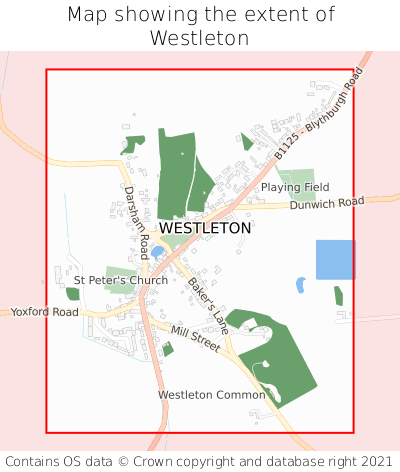 Map showing extent of Westleton as bounding box