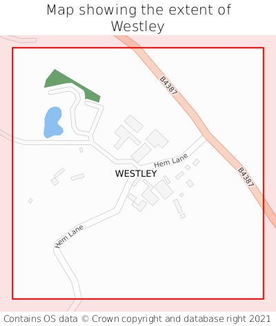 Map showing extent of Westley as bounding box