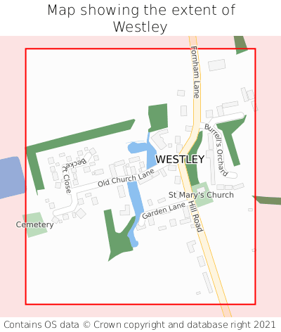 Map showing extent of Westley as bounding box