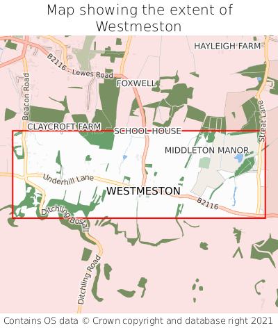 Map showing extent of Westmeston as bounding box