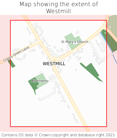 Map showing extent of Westmill as bounding box
