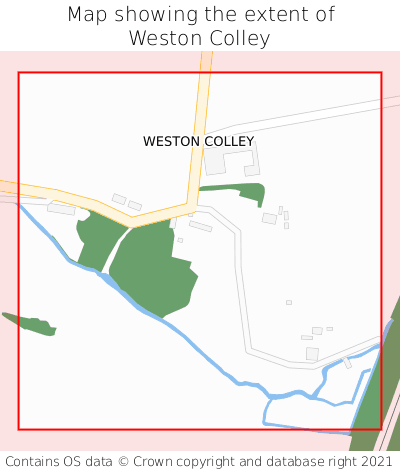 Map showing extent of Weston Colley as bounding box