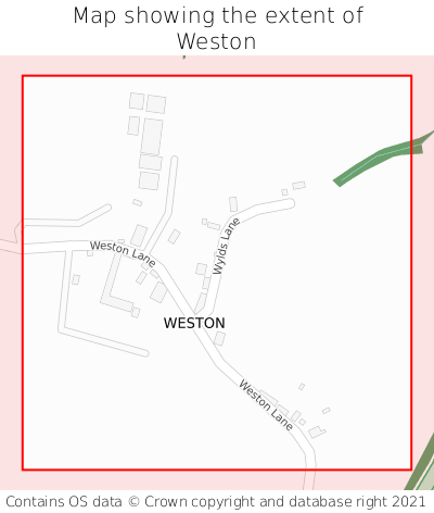 Map showing extent of Weston as bounding box