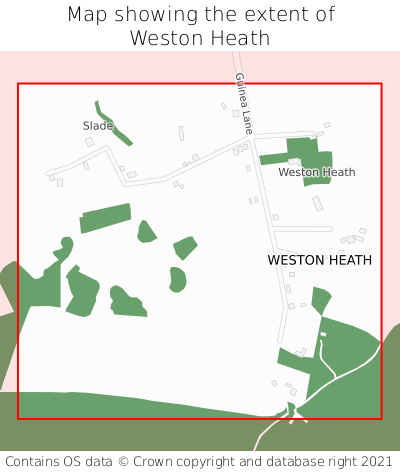 Map showing extent of Weston Heath as bounding box