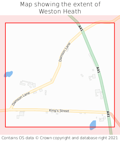 Map showing extent of Weston Heath as bounding box