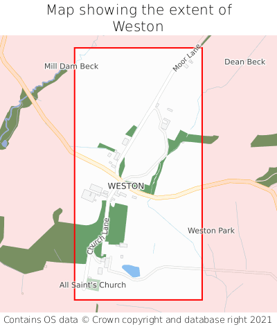 Map showing extent of Weston as bounding box