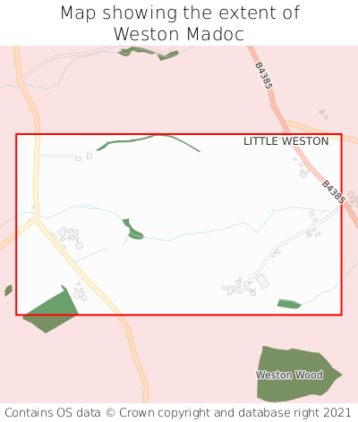 Map showing extent of Weston Madoc as bounding box