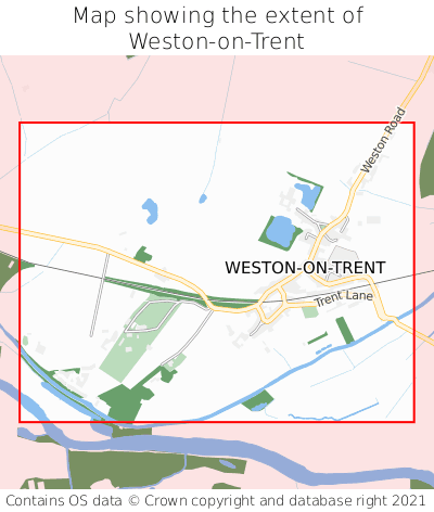Map showing extent of Weston-on-Trent as bounding box