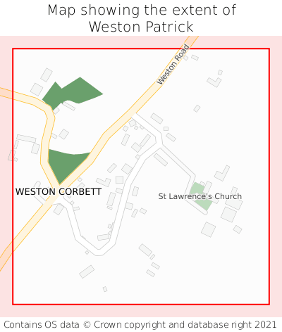 Map showing extent of Weston Patrick as bounding box
