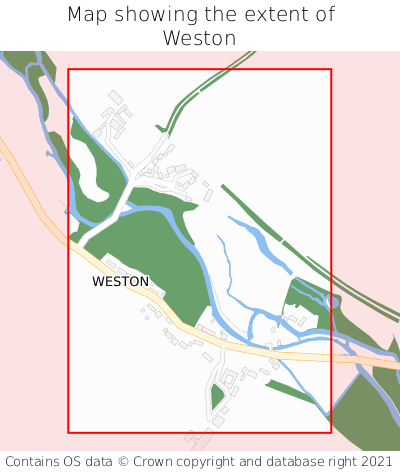 Map showing extent of Weston as bounding box