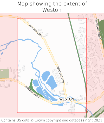 Map showing extent of Weston as bounding box