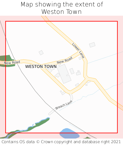 Map showing extent of Weston Town as bounding box