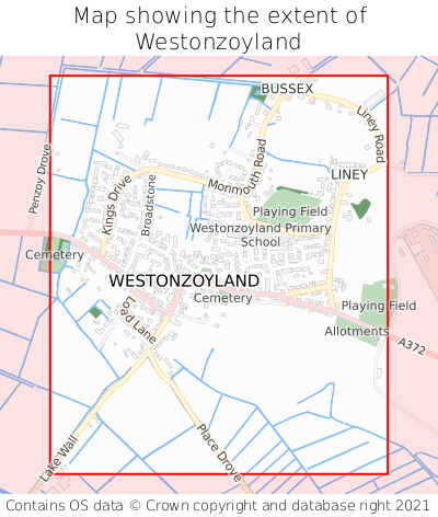 Map showing extent of Westonzoyland as bounding box