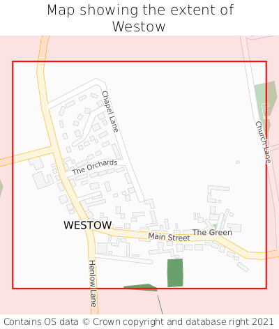 Map showing extent of Westow as bounding box