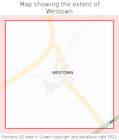 Map showing extent of Westown as bounding box