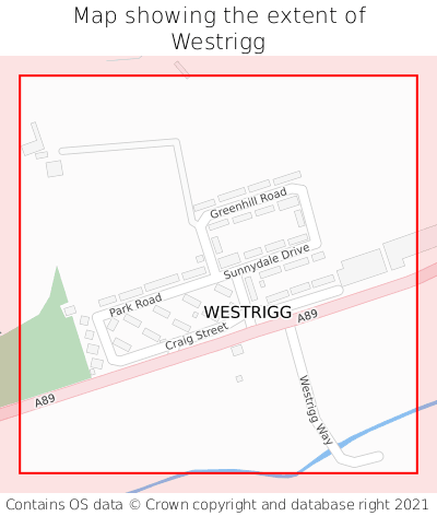 Map showing extent of Westrigg as bounding box