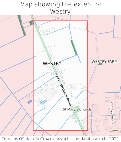 Map showing extent of Westry as bounding box