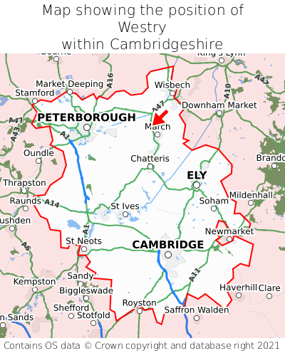 Map showing location of Westry within Cambridgeshire