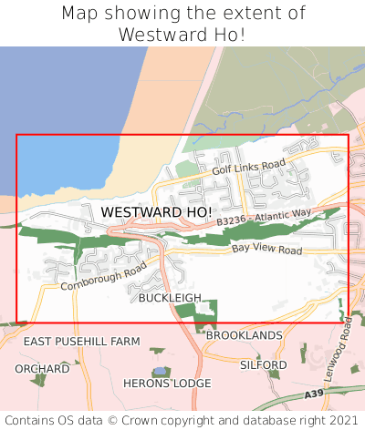 Map showing extent of Westward Ho! as bounding box
