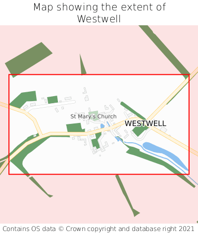 Map showing extent of Westwell as bounding box