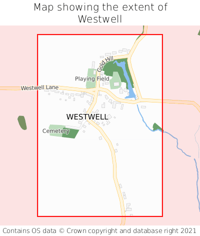 Map showing extent of Westwell as bounding box