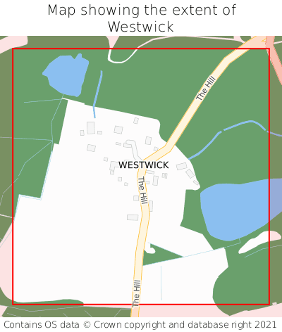 Map showing extent of Westwick as bounding box
