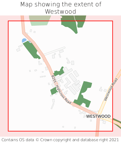 Map showing extent of Westwood as bounding box