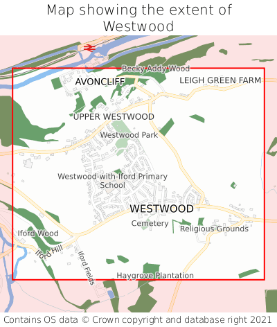 Map showing extent of Westwood as bounding box
