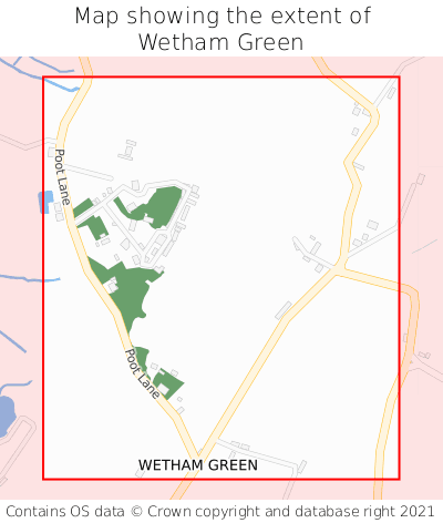 Map showing extent of Wetham Green as bounding box