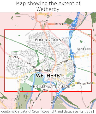 Map showing extent of Wetherby as bounding box