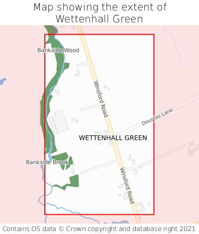 Map showing extent of Wettenhall Green as bounding box