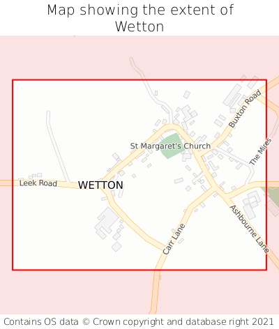 Map showing extent of Wetton as bounding box