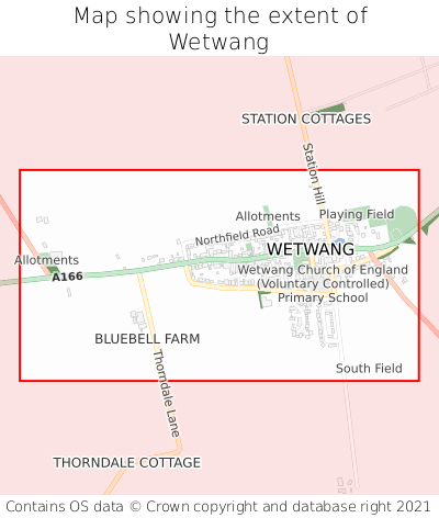 Map showing extent of Wetwang as bounding box