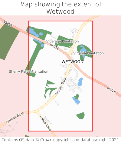 Map showing extent of Wetwood as bounding box