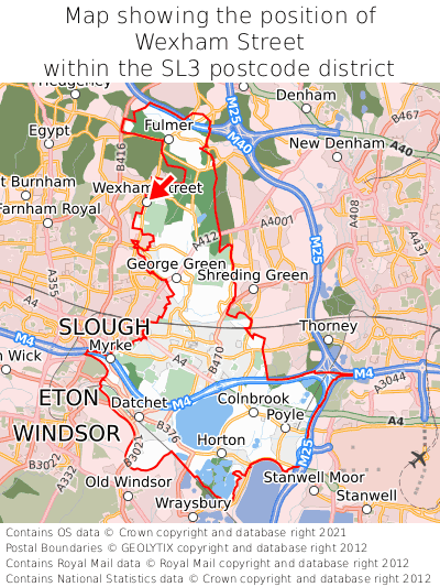 Map showing location of Wexham Street within SL3