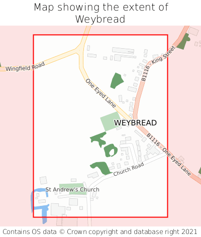 Map showing extent of Weybread as bounding box