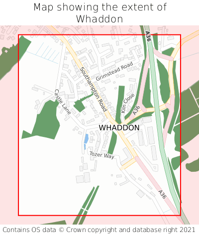 Map showing extent of Whaddon as bounding box