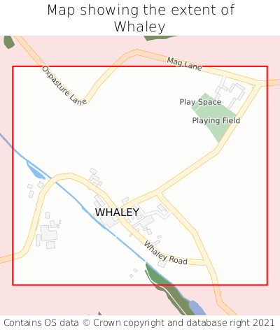 Map showing extent of Whaley as bounding box