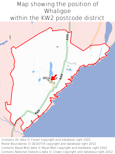 Map showing location of Whaligoe within KW2