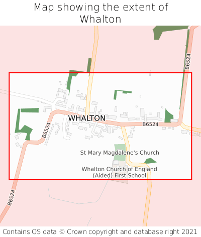Map showing extent of Whalton as bounding box