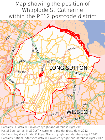 Map showing location of Whaplode St Catherine within PE12