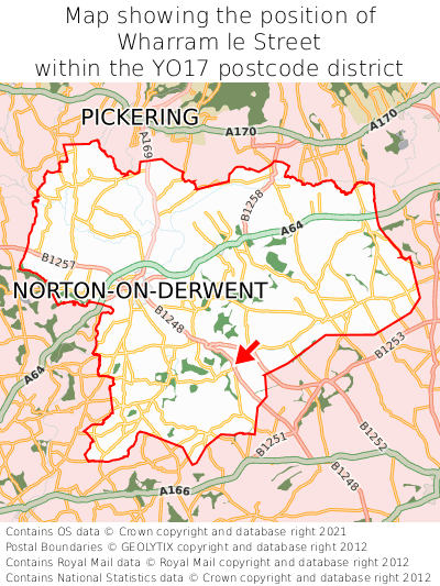Map showing location of Wharram le Street within YO17