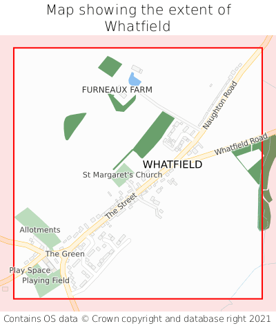 Map showing extent of Whatfield as bounding box