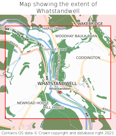 Map showing extent of Whatstandwell as bounding box