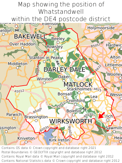 Map showing location of Whatstandwell within DE4