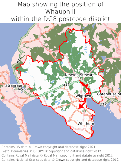 Map showing location of Whauphill within DG8